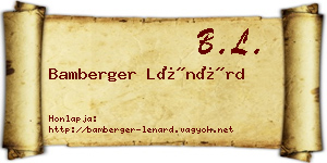 Bamberger Lénárd névjegykártya